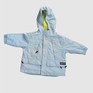 Lands End Toddler Hooded Snow Jacket Coat Blue W/ Green Fleece Lining Size 2T